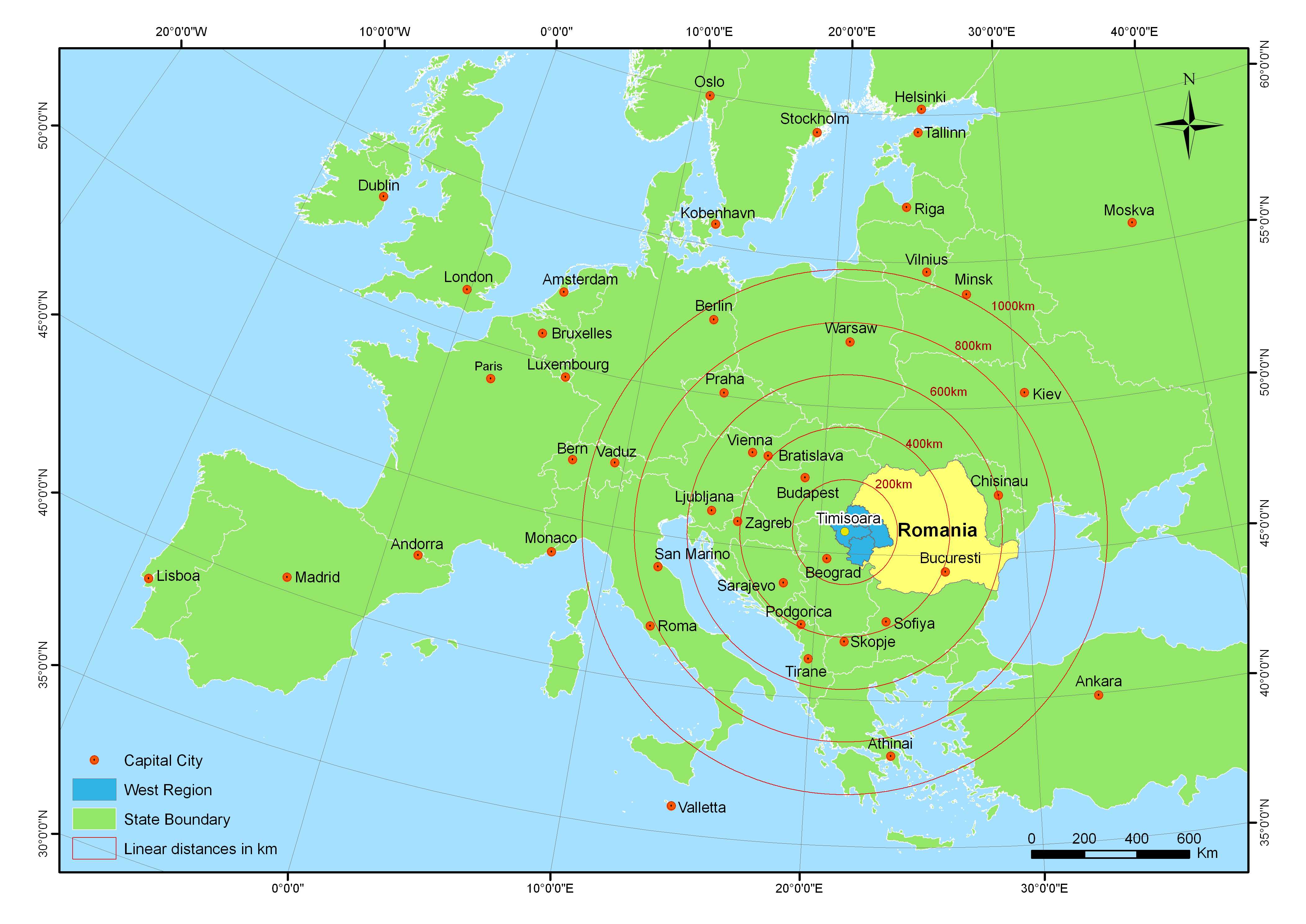 Location of West Region in Europe